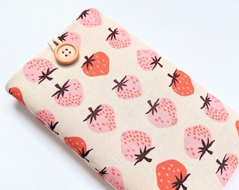 iPhone Case, Strawberries Phone Sleeve, Custom Fit for Android Smartphone, iPhone 14 / 15 Pro, Plus,  Max