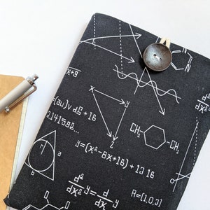 Phone Sleeve, Math Science STEM Aesthetic  iPhone Pouch, Wooden Button Closure - Science Fair