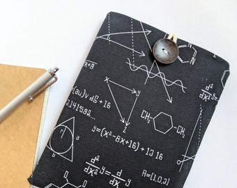 Phone Sleeve, Math Science STEM Aesthetic  iPhone Pouch, Wooden Button Closure - Science Fair