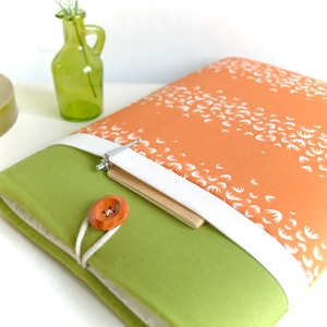 iPad Sleeve Case, iPad Pro, iPad Air, iPad Mini Custom Fit Orange and Green Padded Sleeve with Pocket