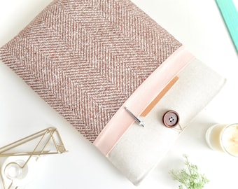 MacBook Sleeve, MacBook Air Sleeve, MacBook Pro Sleeve, 13.3", 13.6" MacBook Air Case, 13, 16 inch MacBook Pro Case - Herringbone + Pink