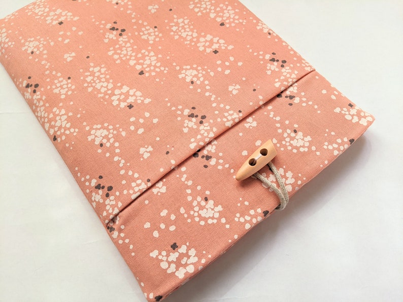 Playful Linen Tablet Sleeve Orange Dots, Aqua Accent, Custom Fit image 2