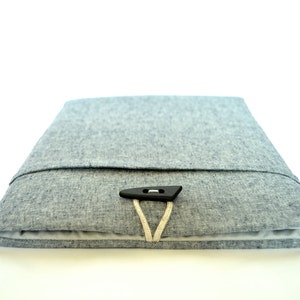 Minimalist Laptop Sleeve | Indigo and Slate with Pocket | Handmade by Bertie&#39;s Closet | Custom Fit