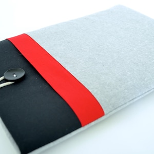 Étui pour iPad à blocs de couleurs rouge, gris, noir Housse rembourrée pour tablettes iPad Air, Kindle et Galaxy image 1