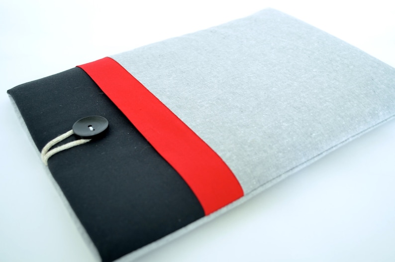 Color Block iPad Case Red, Gray, Black Padded Sleeve for iPad Air, Kindle, Galaxy Tablets image 1