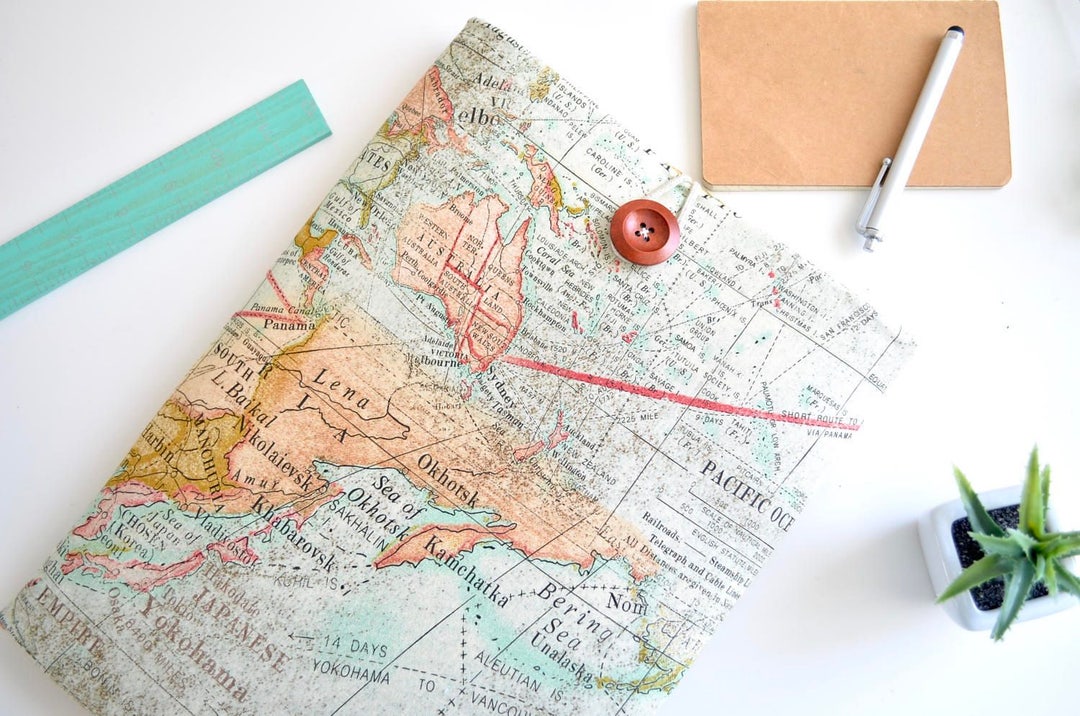 World Map Laptop Sleeve, Padded Cotton Case, Custom Fit (10-15.6 Inch ...