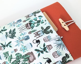 iPad Sleeve, Fit any size Tablet, Fully Padded Handmade iPad Air, Pro Cover - House Plants