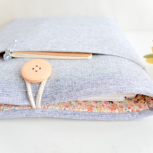 MacBook Pro Sleeve, MacBook Air Sleeve, 13&quot;, 15&quot; 16&quot; Computer Case, Padded Laptop Storage - Gray Linen + Floral