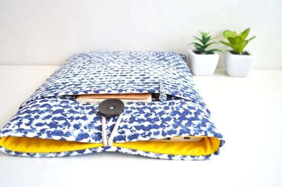 Custom Sized Laptop Sleeve MacBook Pro Case Surface Laptop Case 11.6 12.5 13.3 15.6 Inch Laptop Bag With Pocket Navy Blue Dots Etsy