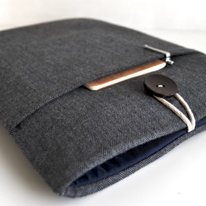 Chromebook Case, MacBook Pro or Air Handmade Sleeve Herringbone Design image 3