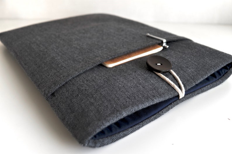 Chromebook Case, MacBook Pro or Air Handmade Sleeve Herringbone Design image 3