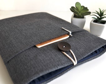 Chromebook Case, MacBook Pro or Air Handmade Sleeve – Herringbone Design