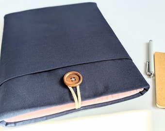 Classic Navy & Pink Laptop Sleeve | Handmade by Bertie's Closet | Custom Fit Preppy Tech Cover