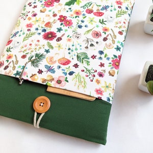 Cottagecore iPad Sleeve – Whimsical Forest Floral and Fungus