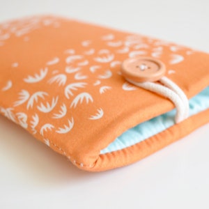 Padded Phone Sleeve - Sunshine Orange & Aqua Lining (Customizable) iPhone, Smartphone, Cell Phone, Android, iPhone