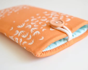 Padded Phone Sleeve - Sunshine Orange & Aqua Lining (Customizable) iPhone, Smartphone, Cell Phone, Android, iPhone