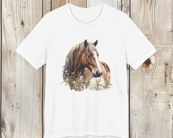 Horse Lover T-Shirt: Watercolor Equine Art, Unisex Bella+Canvas Tee