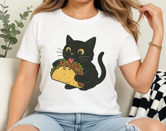 Funny Taco Cat T-Shirt: Kawaii Black Cat Graphic Tee