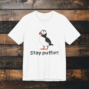 Puffin Shirt, Bird Lover Tee, Short Sleeve Tshirt, Nature Graphic Top, Wildlife Print Clothing, Iceland shirt, Puffin, Bird apparel