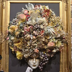 Venetian fruit and flower mask | Decorative wall mask | Handmade papier-mâché mask