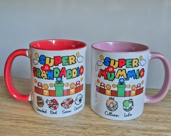 Super Daddio / Mummio, Grandma, Grandad, Teacher or custom name Character Family Mug Mother's day fathers day Birthday personalised Gift