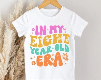 In my eight year old era kids 8th birthday T-shirt double sided Personalised