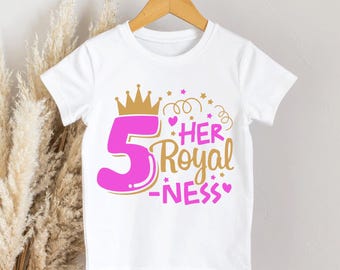 Her royal Five ness Personalised girls 5th Birthday T-shirt