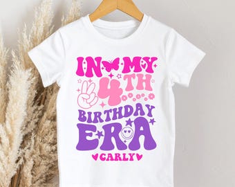 Personalised In my 4th birthday era Girls 4th Birthday T-shirt