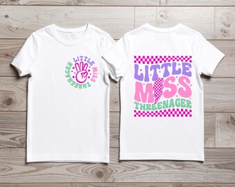 Little Miss Threenager Girls T-shirtfront and back  3rd Birthday Various colours