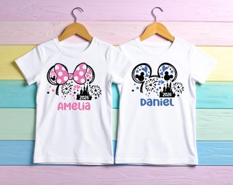 Personalised Boys and Girls Disney land mouse ears Tshirt ages 1-12 other colours