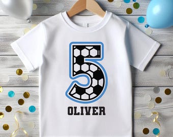 Personalised Boys & Girls Football Number Birthday T-shirt