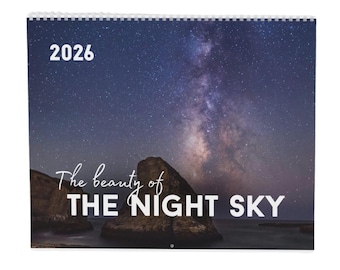 Wandkalender nachtelijke hemel 2026: astronomiefotografie cadeau maan en sterren