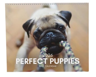 Calendario de pared de cachorros 2026: Fotos de cachorros adorables