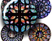 Stained Glass Window Rose - 63 1 Inch Circle JPG images - Digital Collage Sheet