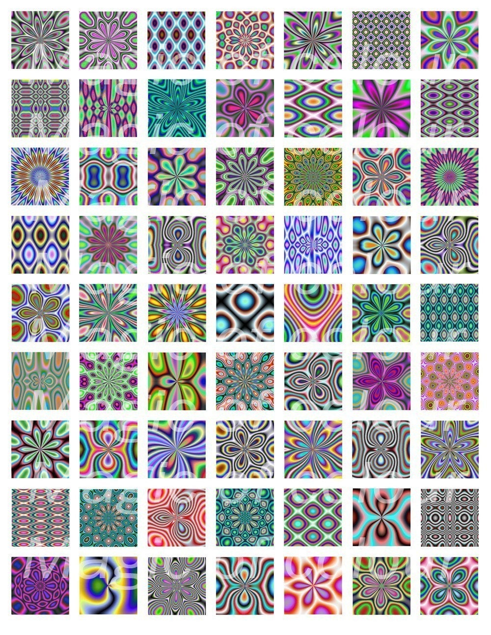 Digital Collage of Original Colorful Patterns 63 1x1 Inch Etsy