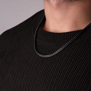 Men&#39;s Black Stainless Steel Chain Choker - Modern Necklace (53 cm)