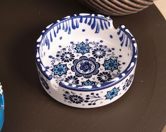 BUY 1 GET 1 Lavender Spirit – Purple Mandala Ashtray Set of 2, Handmade Anatolian Ceramic, Boho Mystic Decor