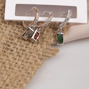 Silver Emerald Hoop Earrings Set Of 6, Minimalist And Timeless Jewelry For Women, Hypoallergenic Brass Elegance
