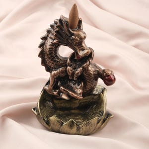 Gold Dragon Backflow Incense Burner: Exotic Smoke Waterfall