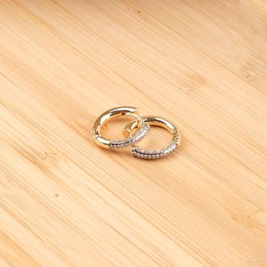 Minimalist Gold Plated Hoop Earrings With Small Diamond Accents Hypoallergenic Lightweight Everyday Gift for Women, Engagement Earrings