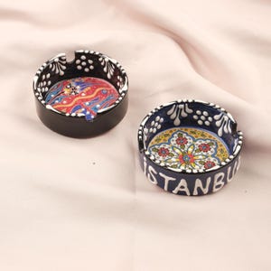 Buy1 Get1 | Handmade, Antique Looking Vintage Style Ashtray in Unique Colors Blue & Black