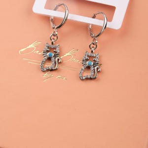 Silver Cat Hoop Earrings, Subtle And Fierce, Minimal Brass Jewelry For Women, A Perfect Soulful Gift With Summer Spirit