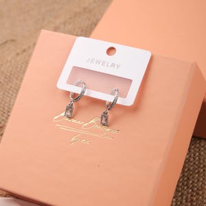 Silver Minimal Emerald Hoop Earrings For Women, Elegant Timeless Style, Hypoallergenic Jewelry In Brass