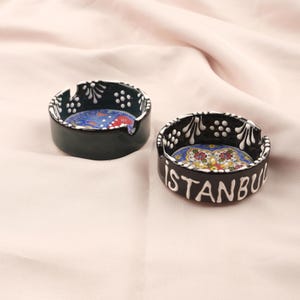 Buy1 Get1 | Handmade, Antique Looking Vintage Style Ashtray in Istanbul Writing with Dark Colors