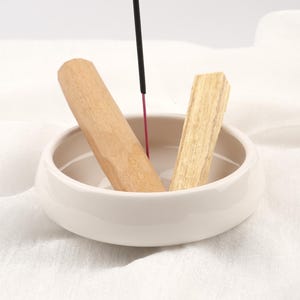 White Ceramic Incense & Palo Santo Holder: Energy Cleansing Tray