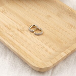 Pendientes de aro minimalistas con corte baguette, de oro y diamantes, hipoalergénicos, ligeros y brillantes, joyería de uso diario, regalo para mujer.