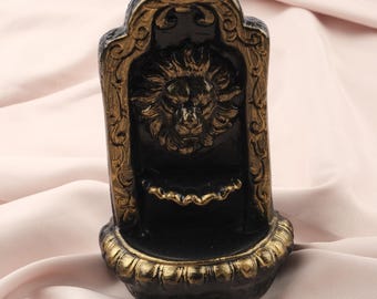 Gold Lion Incense Backflow Burner, Free Cone Included | Unique Ash Catcher, Waterfall Incense with Lion Figure, Smoke Aromatherapy Cone