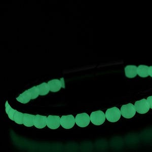 Glow in the Dark Gemstone Bracelet: 22cm Leather Stainless Steel Men&#39;s Jewelry