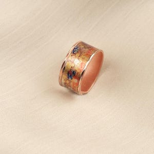 Gustav Klimt’s The Kiss, Pure Copper Ring: Adjustable Artistic Band, Handmade Historical Inspired Jewelry, Renaissance Ring for Her