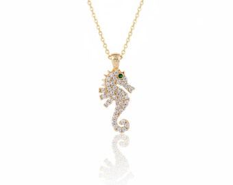 Sterling Silver Natural Abalone Shell Seahorse Pendant Necklace With 18" Chain
